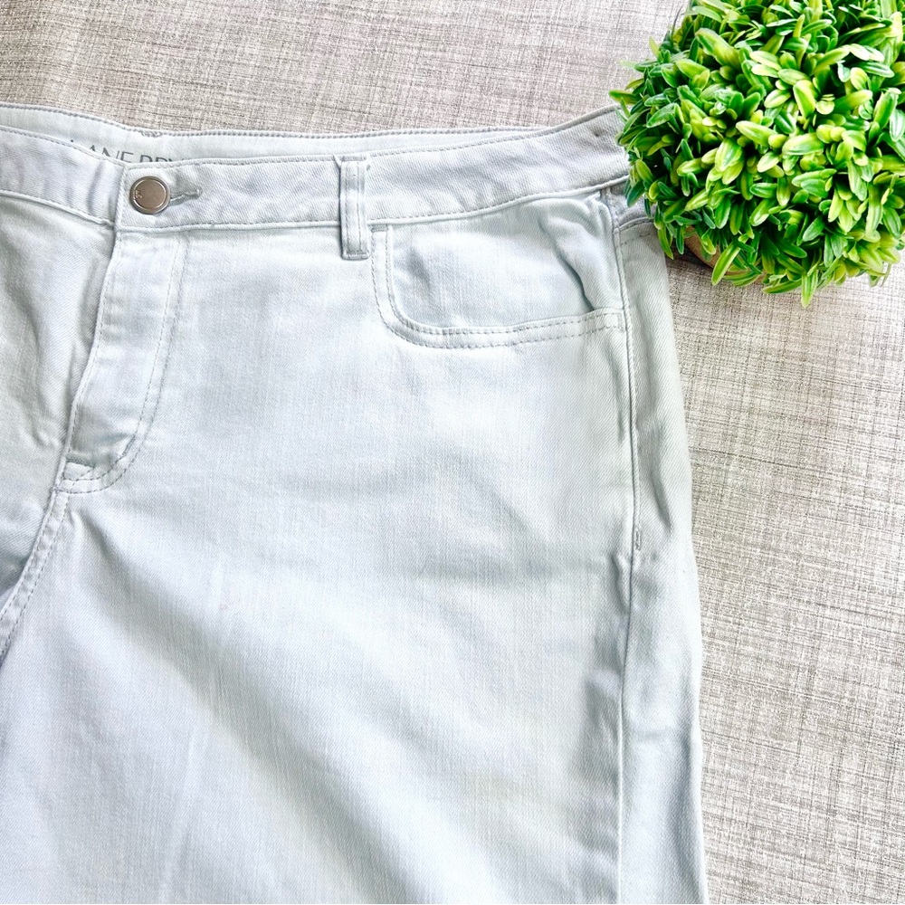Lane Bryant high rise sun washed denim Bermuda shorts, release/ raw hem
